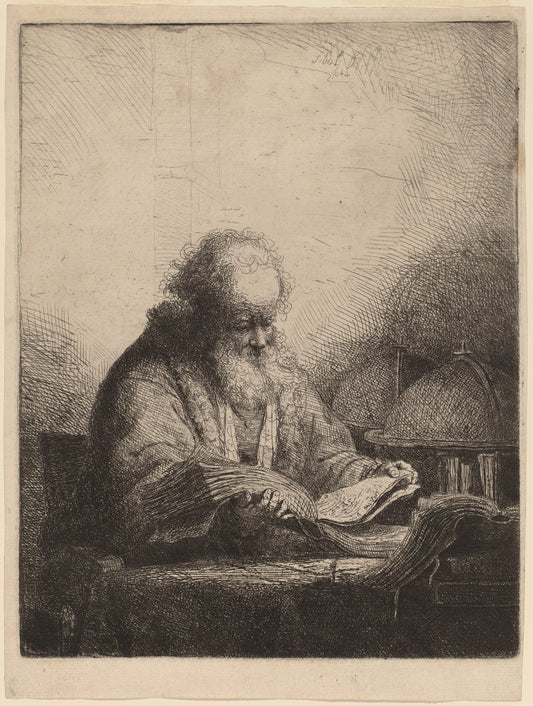 An Old Man Reading by Ferdinand Bol (Dutch, 1616 - 1680), 16X12"(A3)Poster Print