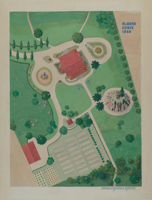 M. Ward Estate by Helen Miller and William Merklin (American, active c. 1935), 16X12"(A3)Poster Print