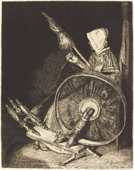Breton Spinner (Fileuse Bretonne) by François Bonvin (French, 1817 - 1887), 16X12"(A3)Poster Print