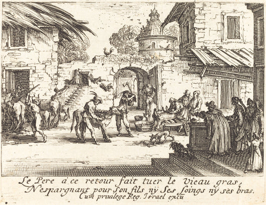 Killing the Fatted Calf by Jacques Callot (French, 1592 - 1635), 16X12"(A3)Poster Print