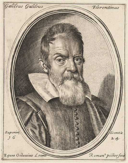 Galileo Galilei by Ottavio Leoni (Roman, c. 1578 - 1630), 16X12"(A3)Poster Print