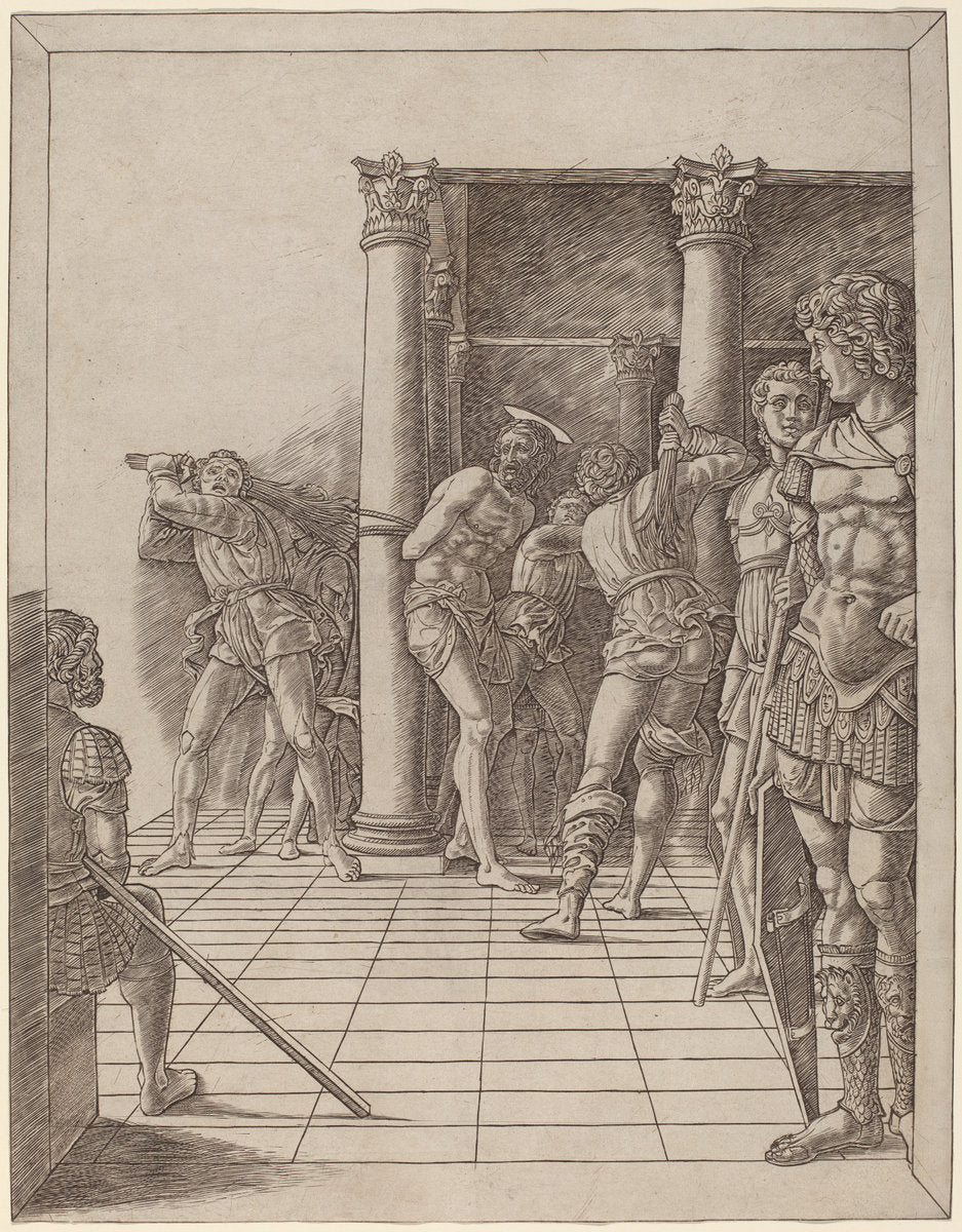 Flagellation of Christ, with the Pavement by Workshop of Andrea Mantegna or Attributed to Zoan Andrea (Italian, active c. 1475/1519), 16X12"(A3)Poster Print