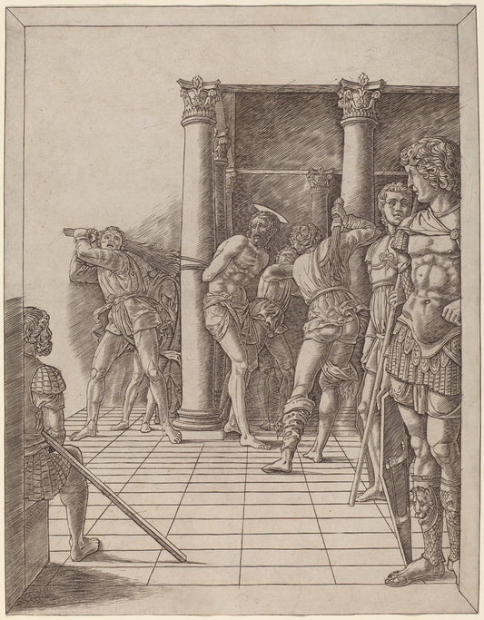 Flagellation of Christ, with the Pavement by Workshop of Andrea Mantegna or Attributed to Zoan Andrea (Italian, active c. 1475/1519), 16X12"(A3)Poster Print