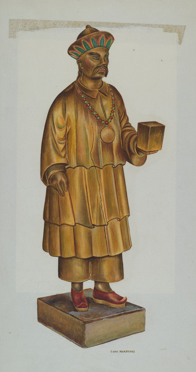Tea Store Figure by Chris Makrenos (American, active c. 1935), 16X12"(A3)Poster Print
