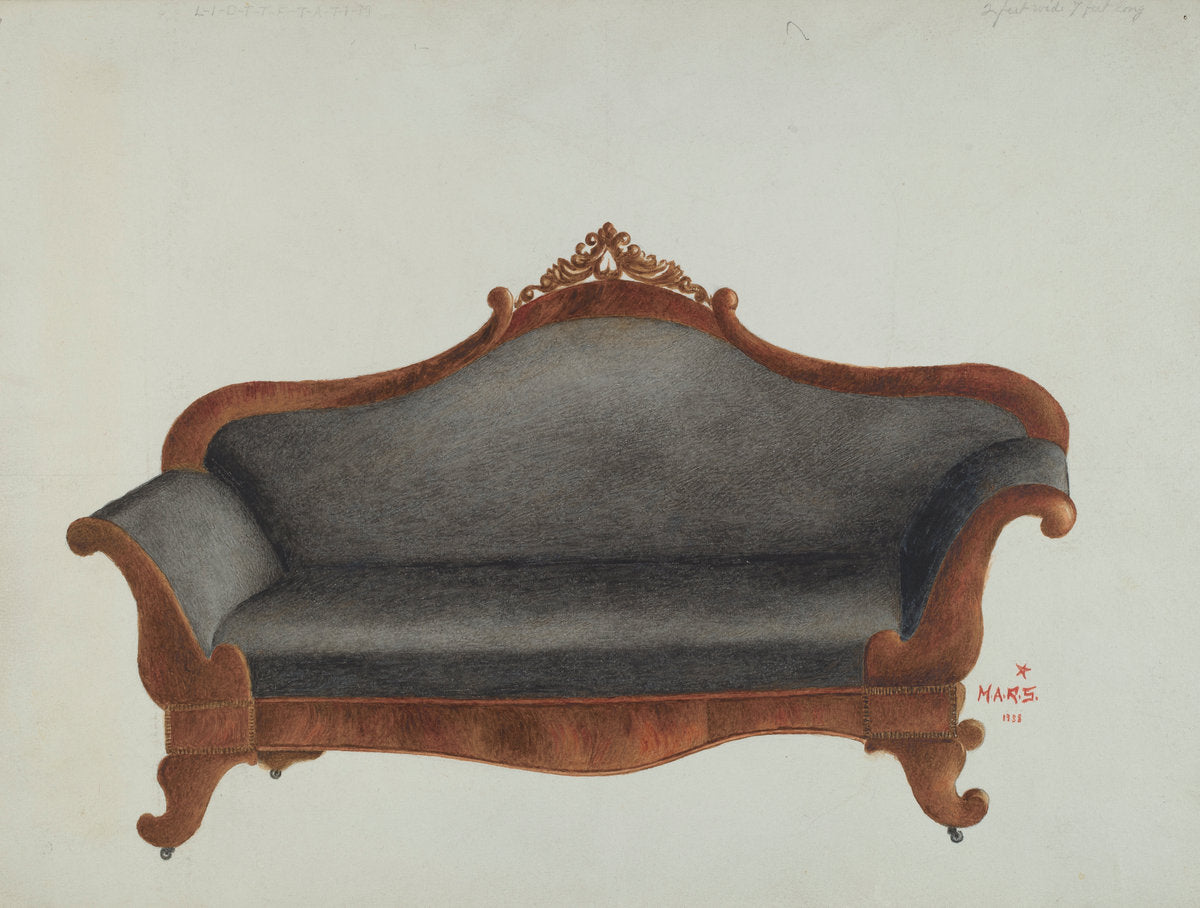 Sofa by Margaret Stottlemeyer (American, active c. 1935), 16X12"(A3)Poster Print