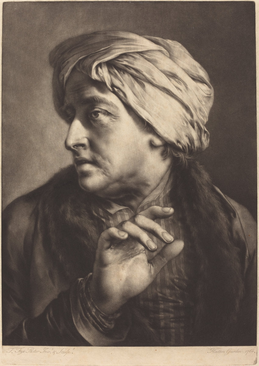 A Man with a Turban and Striped Shirt by Thomas Frye (Irish, 1710 - 1762), 16X12"(A3)Poster Print