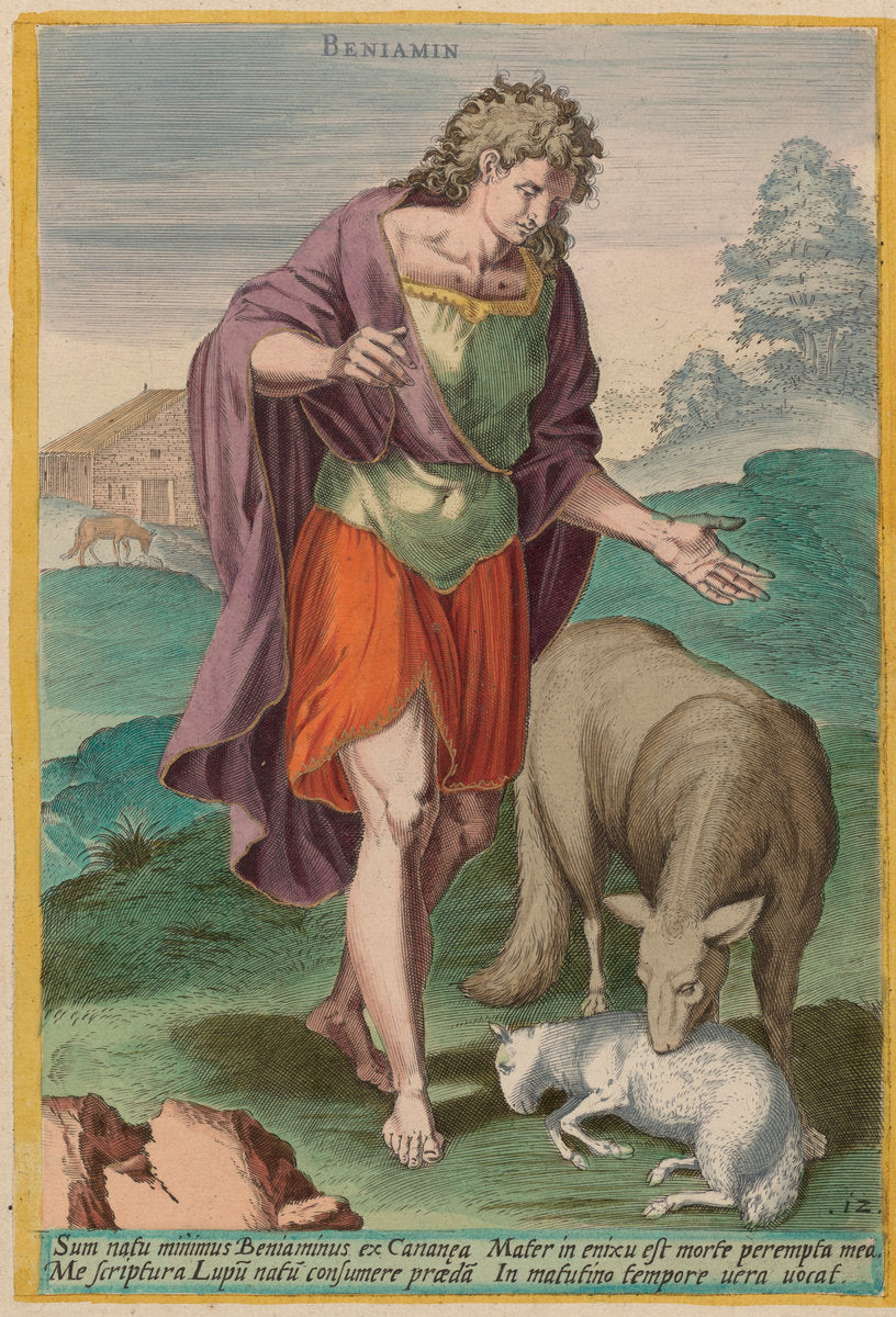 Benjamin by Jan Sadeler I after Crispen van den Broecke (Flemish, 1550 - 1600), 16X12"(A3)Poster Print