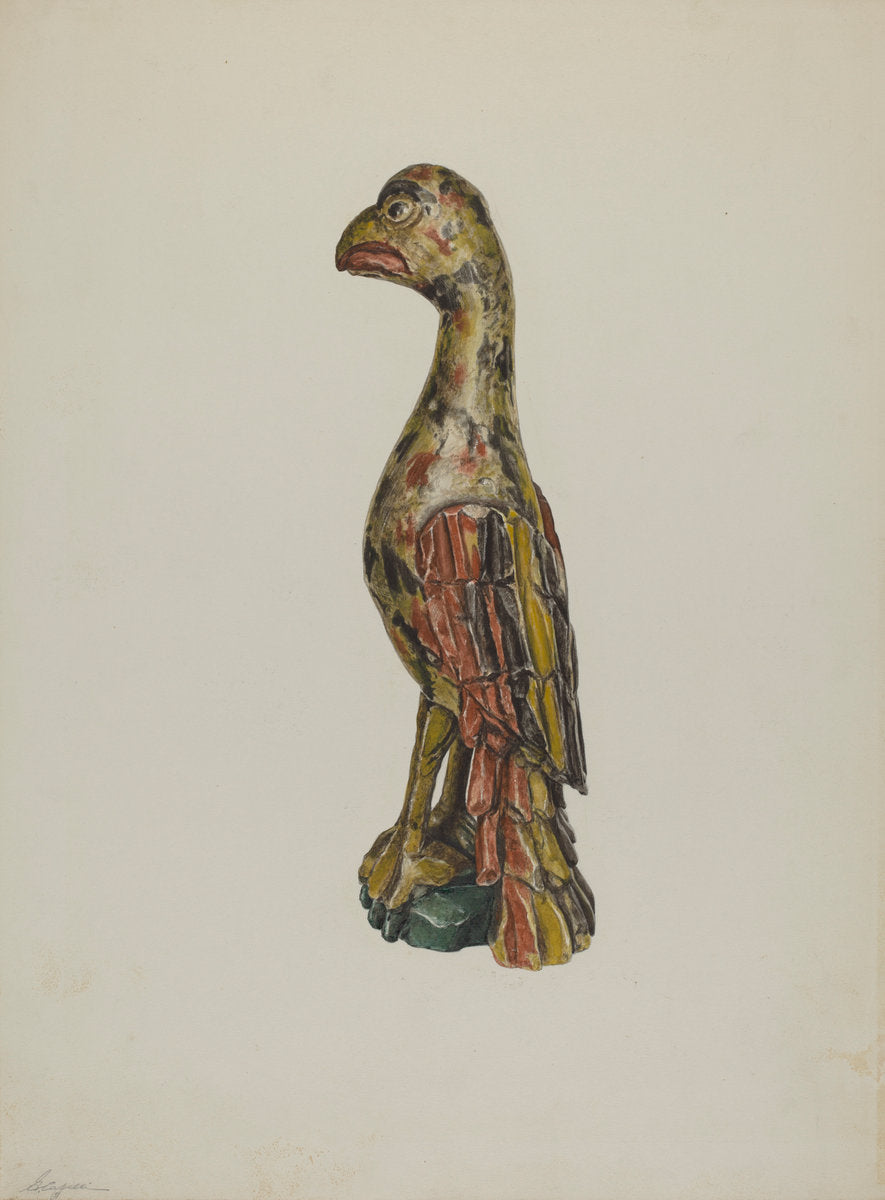 Pa. German Parrot by Giacinto Capelli (American, active c. 1935), 16X12"(A3)Poster Print