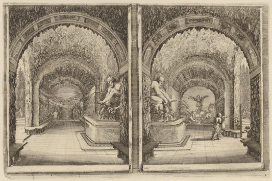 A Grotto Seen from Two Different View Points by Stefano Della Bella (Italian, 1610 - 1664), 16X12"(A3)Poster Print