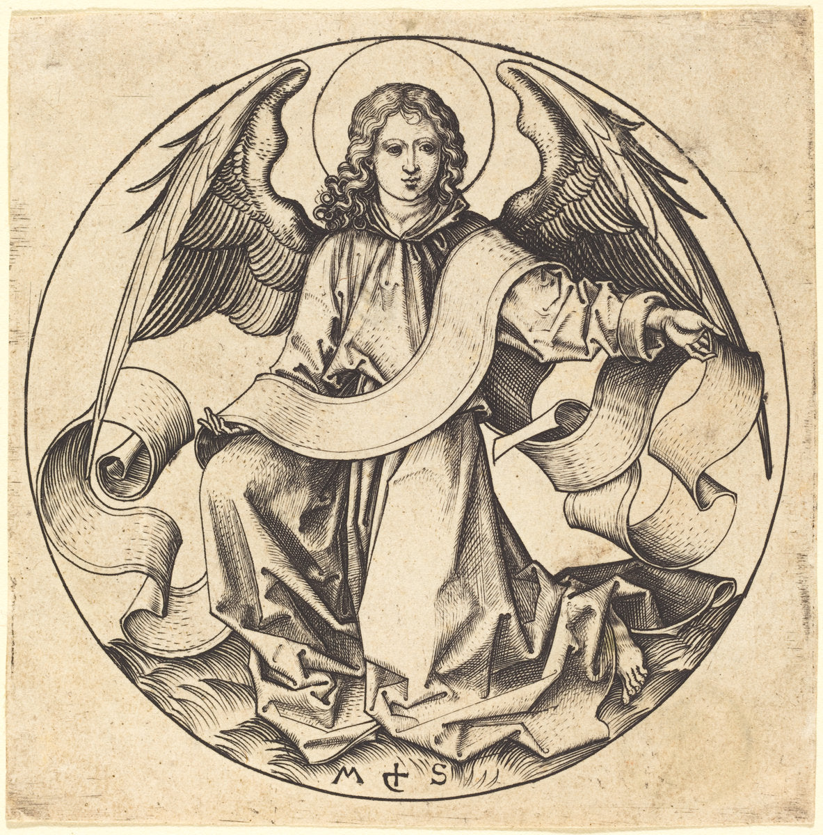 The Angel of Saint Matthew by Martin Schongauer (German, c. 1450 - 1491), 16X12"(A3)Poster Print