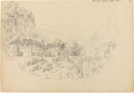 A Shady Arbor in the Valley of Gragnano by Johann Adam Klein (German, 1792 - 1875), 16X12"(A3)Poster Print