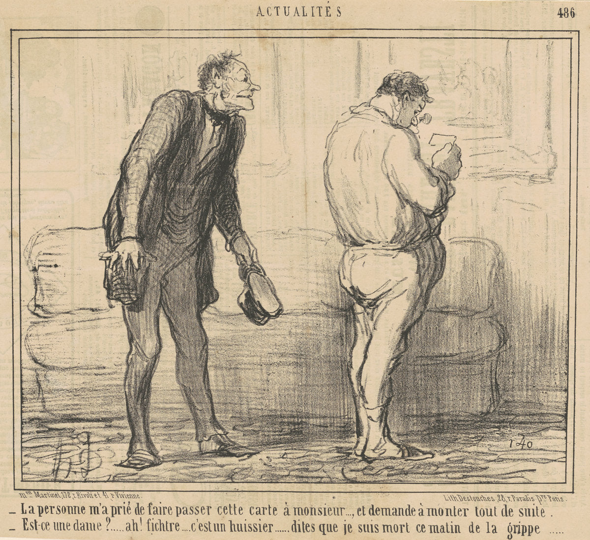 La personne ... demande a monter tout de suite ... by Honoré Daumier (French, 1808 - 1879), 16X12"(A3)Poster Print