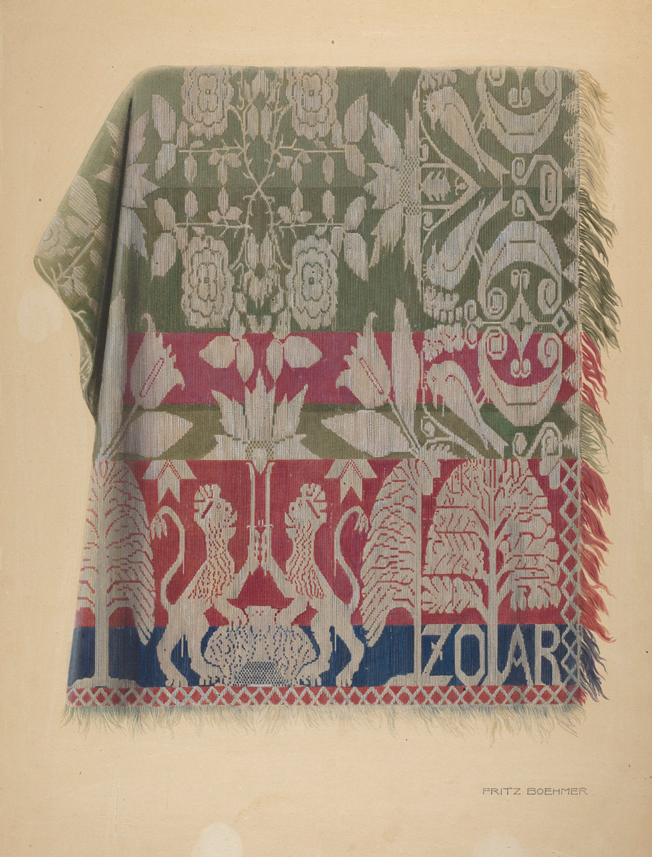 Zoar Jacquard Coverlet by Fritz Boehmer (American, active c. 1935), 16X12"(A3)Poster Print