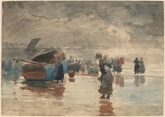 On the Sands by Winslow Homer (American, 1836 - 1910), 16X12"(A3)Poster Print