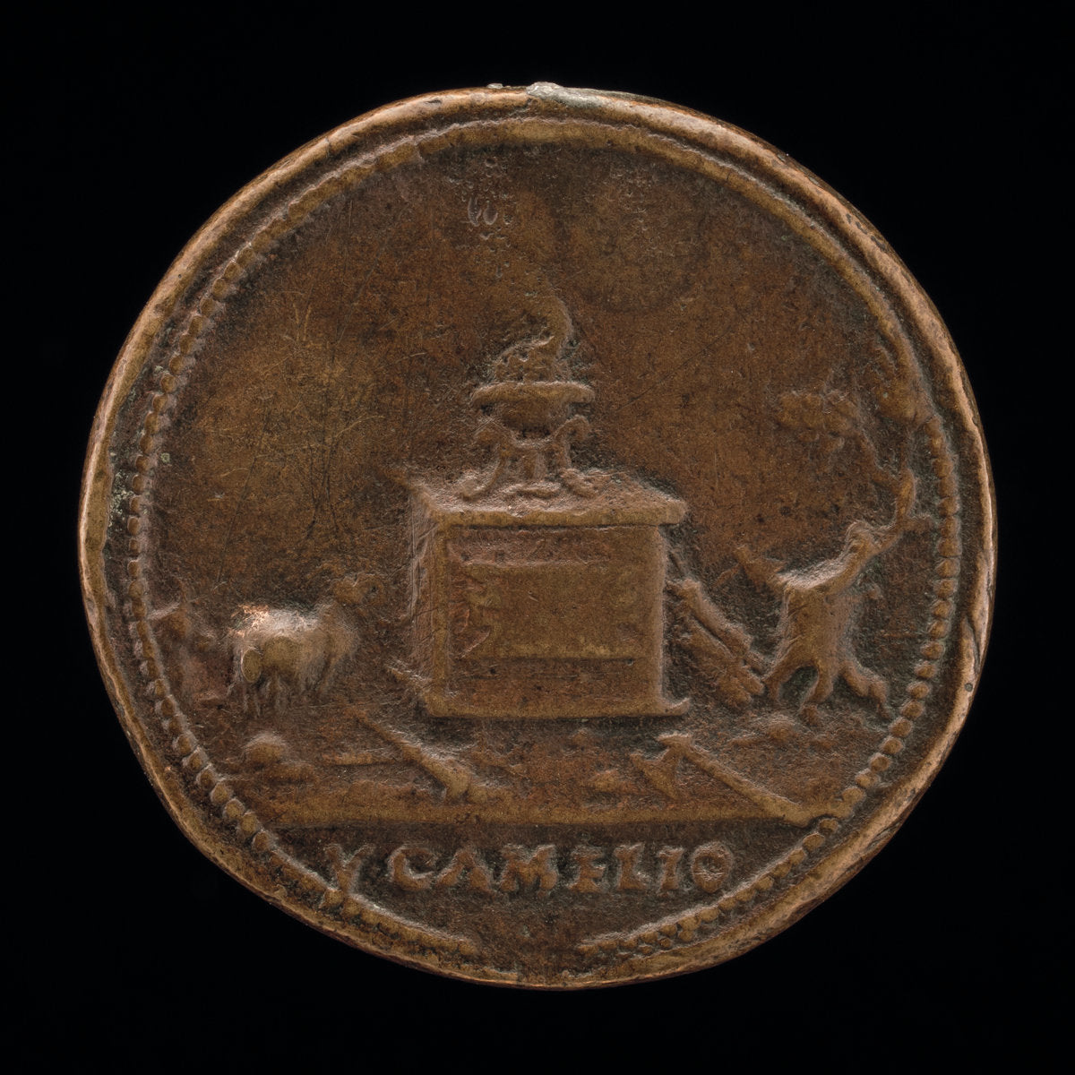 Classical Subject: Flaming Tripod on Altar [reverse] by Vittore Gambello (Italian, 1455/1460 - 1537), 16X12"(A3)Poster Print