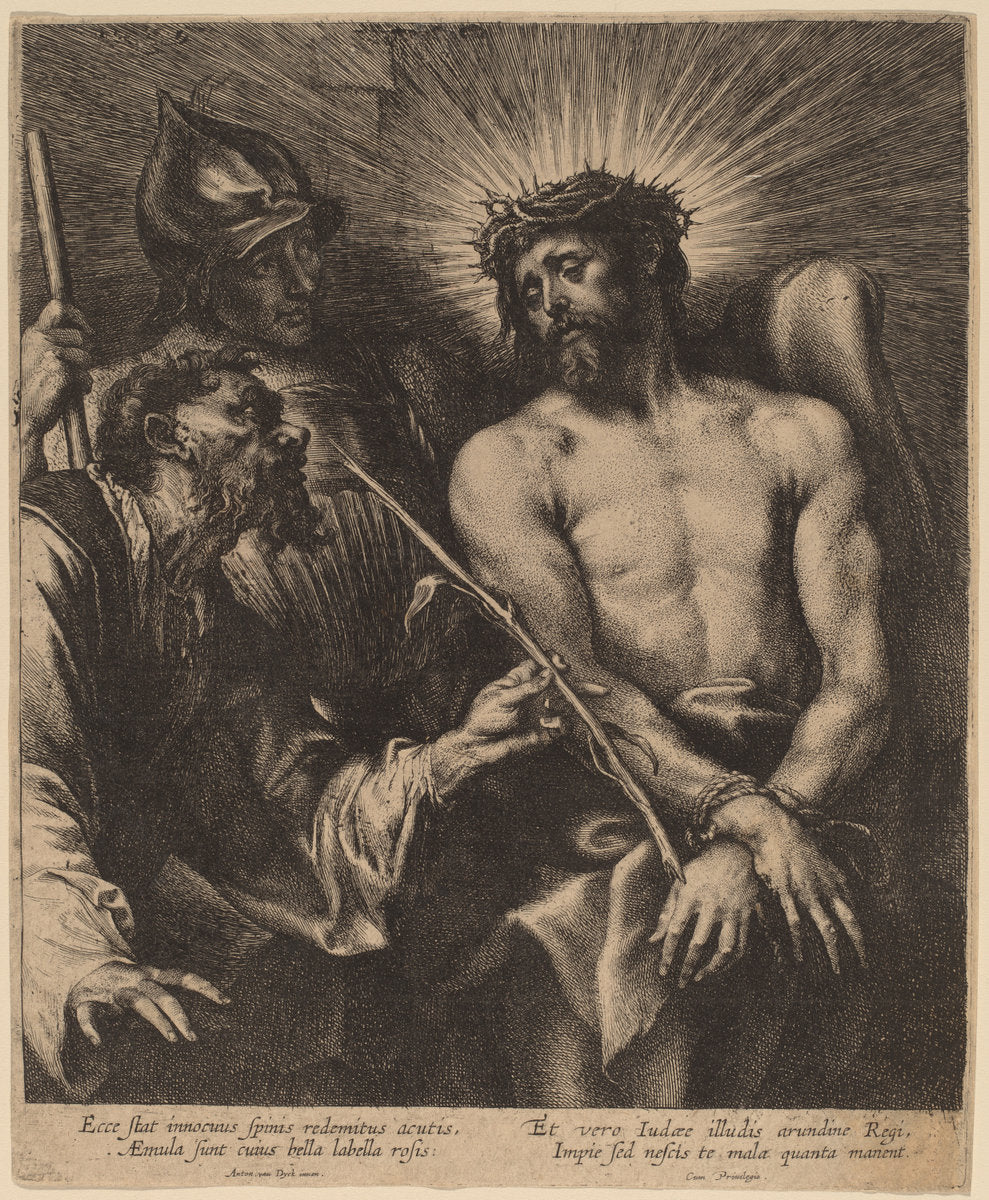 Christ Crowned with Thorns by Sir Anthony van Dyck and Attributed to Lucas Emil Vorsterman (Flemish, 1599 - 1641), 16X12"(A3)Poster Print