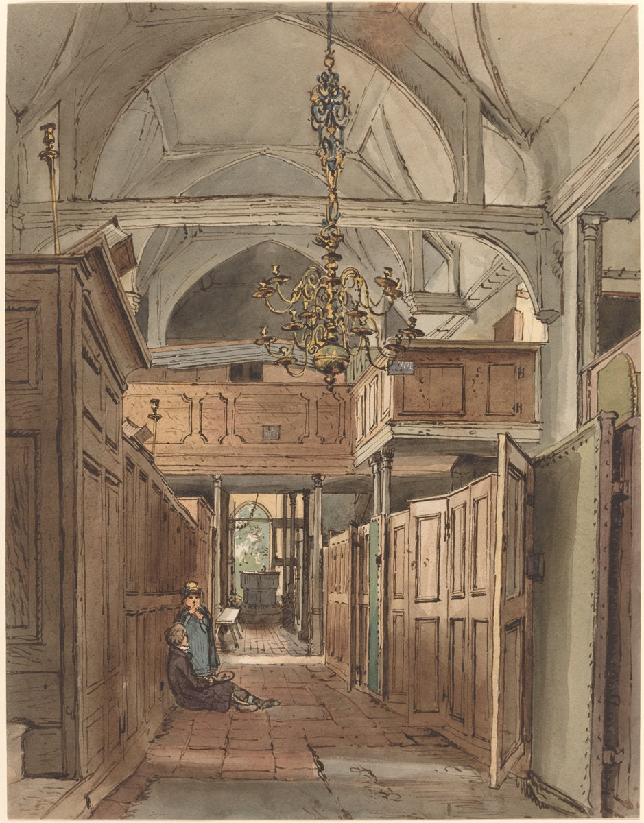 Interior of Bushey Church by William Henry Hunt (British, 1790 - 1864), 16X12"(A3)Poster Print