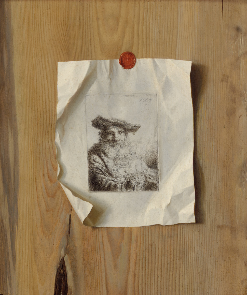 c. 1675 by Dutch or Flemish 17th Century (Trompe l'Oeil of an Etching by Ferdinand Bol), 16X12"(A3)Poster Print