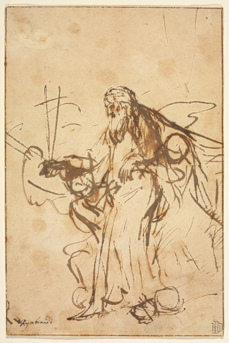 God the Father Supported by Angels by Rembrandt van Rijn (Dutch, 1606 - 1669), 16X12"(A3)Poster Print