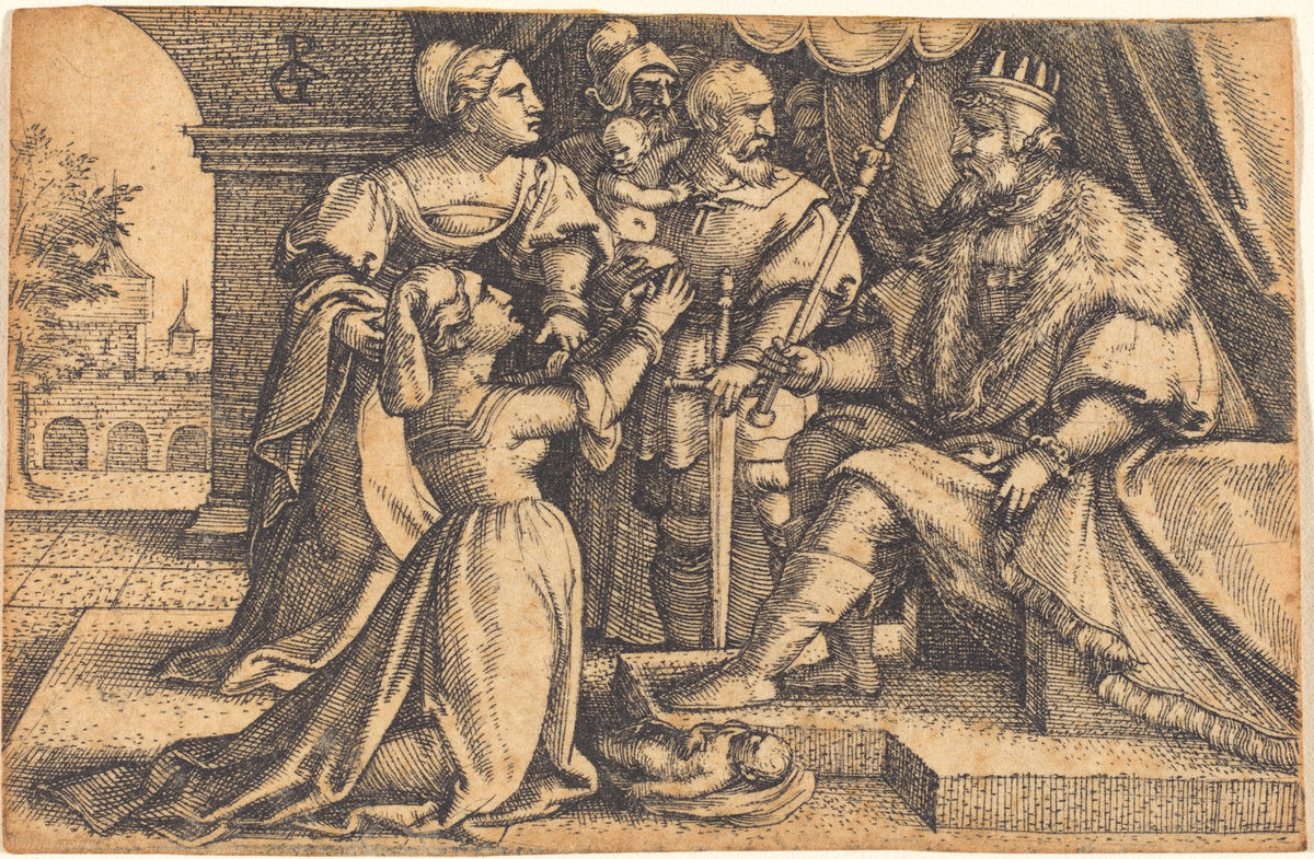 The Judgment of Solomon by Georg Pencz (German, c. 1500 - 1550), 16X12"(A3)Poster Print