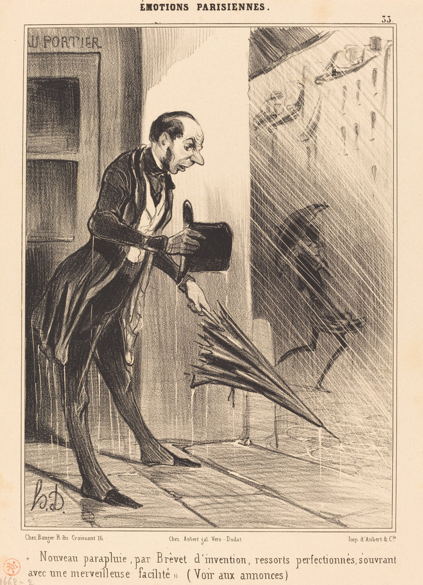 Nouveau parapluie, par Brevet... by Honoré Daumier (French, 1808 - 1879), 16X12"(A3)Poster Print