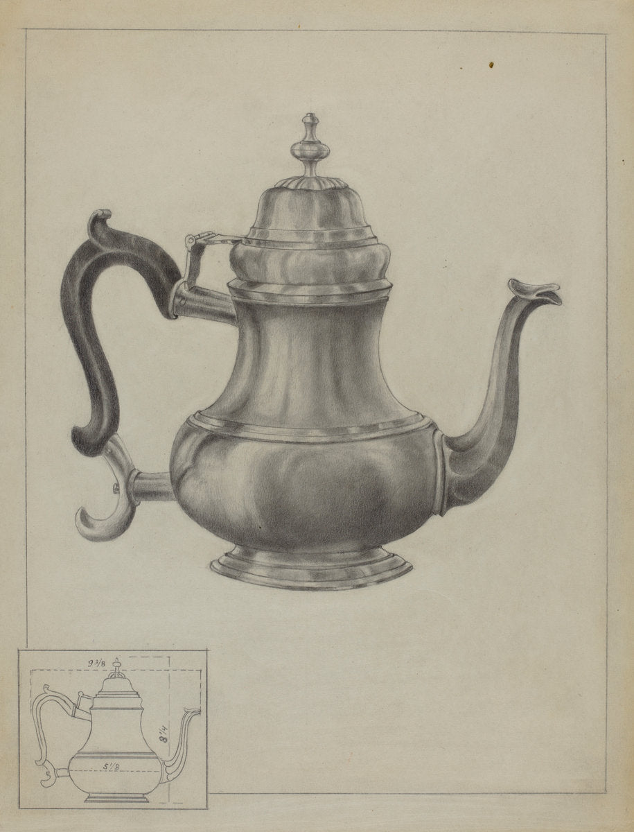 1935/1942 by American 20th Century (Silver Coffee Pot), 16X12"(A3)Poster Print