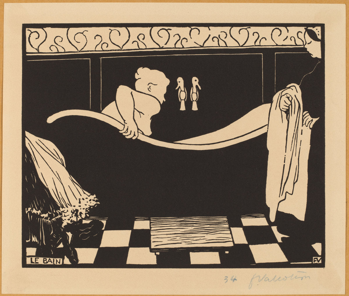Le Bain (The Bath) by Félix Vallotton (Swiss, 1865 - 1925), 16X12"(A3)Poster Print
