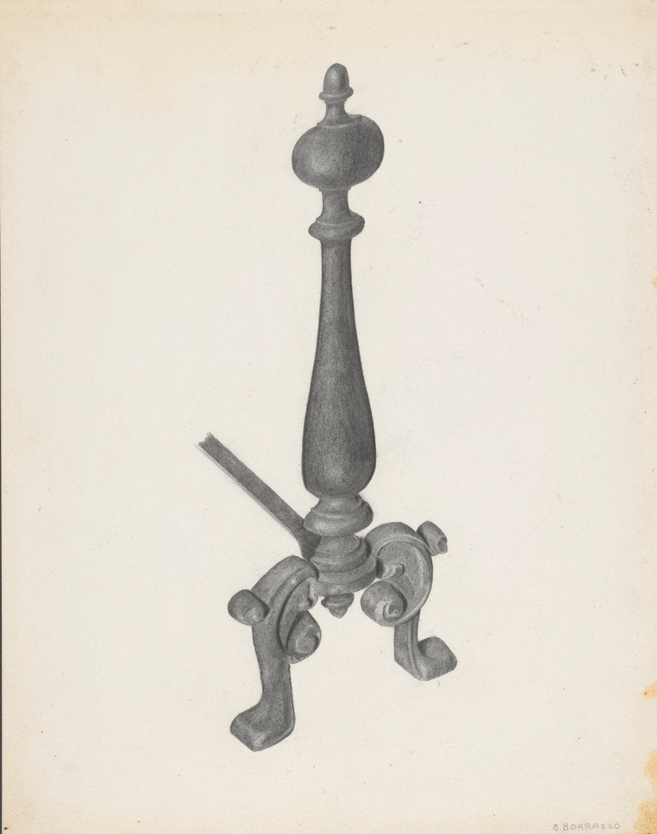 Andiron (one of pair) by Salvatore Borrazzo (American, active c. 1935), 16X12"(A3)Poster Print