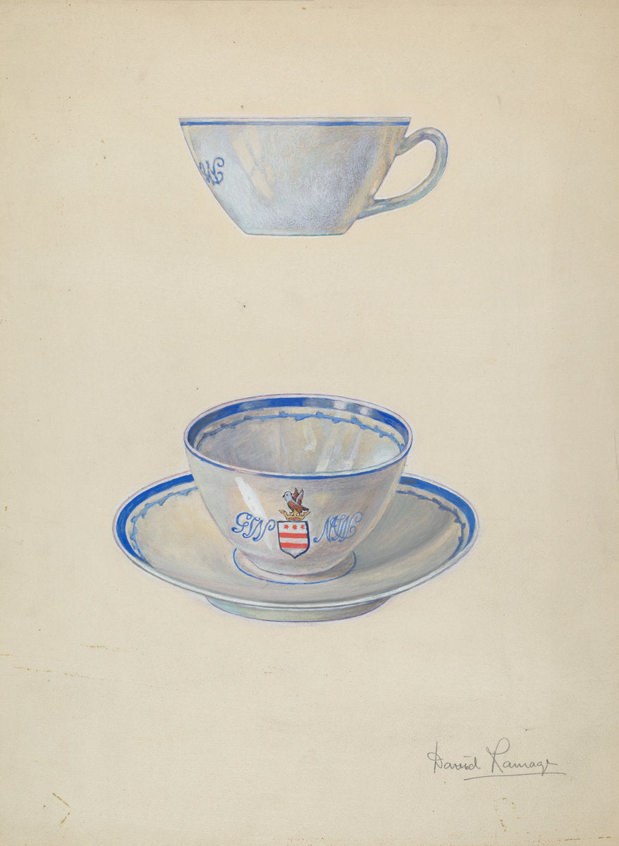 Teacup and Saucer by David Ramage (American, active c. 1935), 16X12"(A3)Poster Print