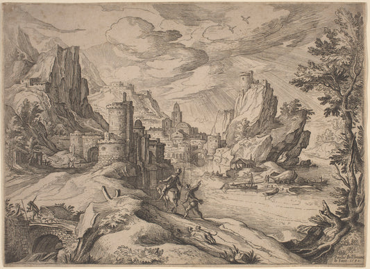 River Landscape with Travelers by Paul Bril (Flemish, 1554 - 1626), 16X12"(A3)Poster Print