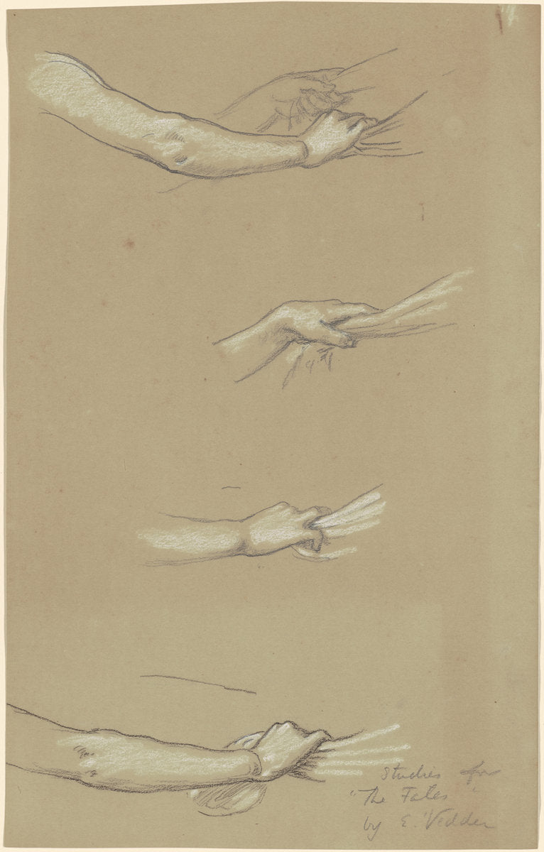 Study for "The Fates Gathering in the Stars" by Elihu Vedder (American, 1836 - 1923), 16X12"(A3)Poster Print