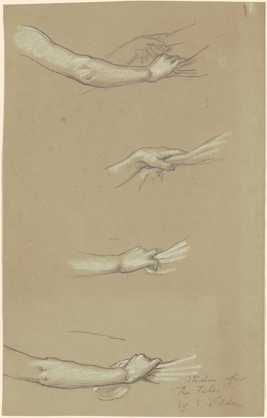 Study for "The Fates Gathering in the Stars" by Elihu Vedder (American, 1836 - 1923), 16X12"(A3)Poster Print