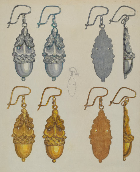 Earrings by Tulita Westfall (American, active c. 1935), 16X12"(A3)Poster Print