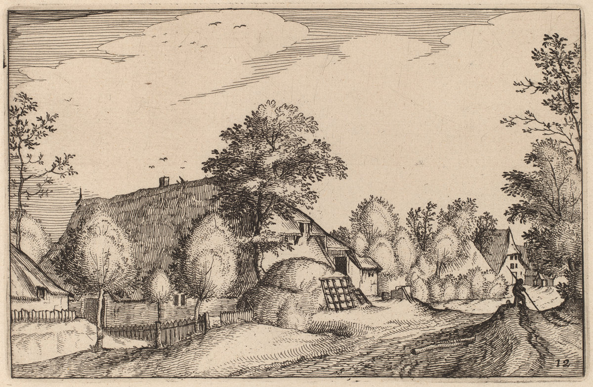 Village Road by Claes Jansz Visscher after Lucas van Doetechum after Master of the Small Landscapes after Johannes van Doetechum, the Elder (Dutch, 1586/1587 - 1652), 16X12"(A3)Poster Print