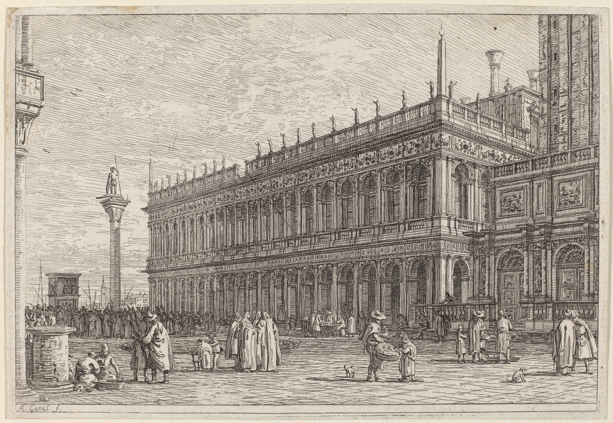 La libreria. V. by Canaletto (Italian, 1697 - 1768), 16X12"(A3)Poster Print