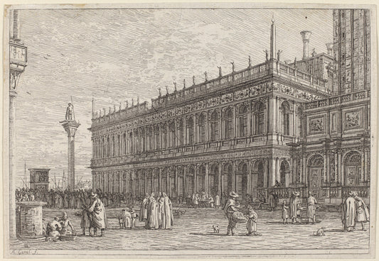 La libreria. V. by Canaletto (Italian, 1697 - 1768), 16X12"(A3)Poster Print
