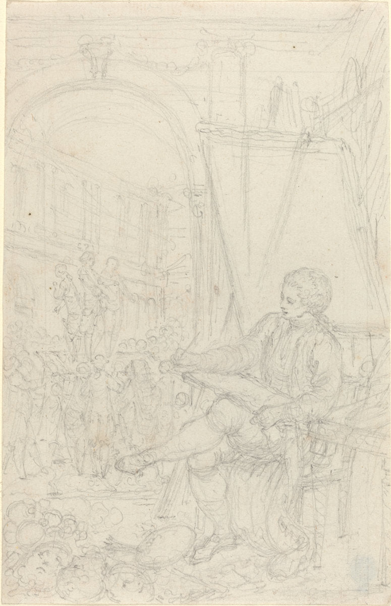 Self-Portrait by Hubert François Gravelot (French, 1699 - 1773), 16X12"(A3)Poster Print