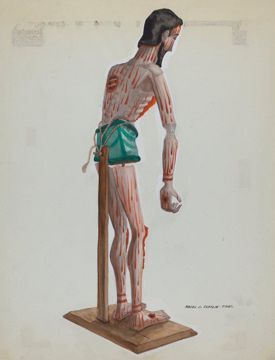 Wooden Christo, Painted (Side view) by Majel G. Claflin (American, active c. 1935), 16X12"(A3)Poster Print