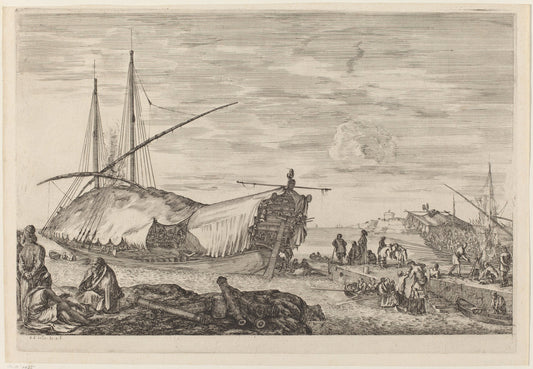 Galley with Deck Covered with Sails by Stefano Della Bella (Italian, 1610 - 1664), 16X12"(A3)Poster Print