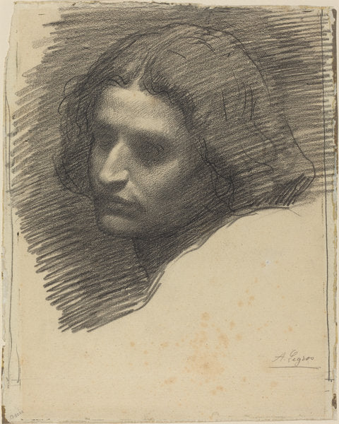 Head of a Man Facing Left [recto] by Alphonse Legros (French, 1837 - 1911), 16X12"(A3)Poster Print