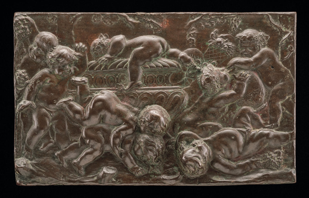 bronze by after François Duquesnoy (Infant Bacchanalians), 16X12"(A3)Poster Print