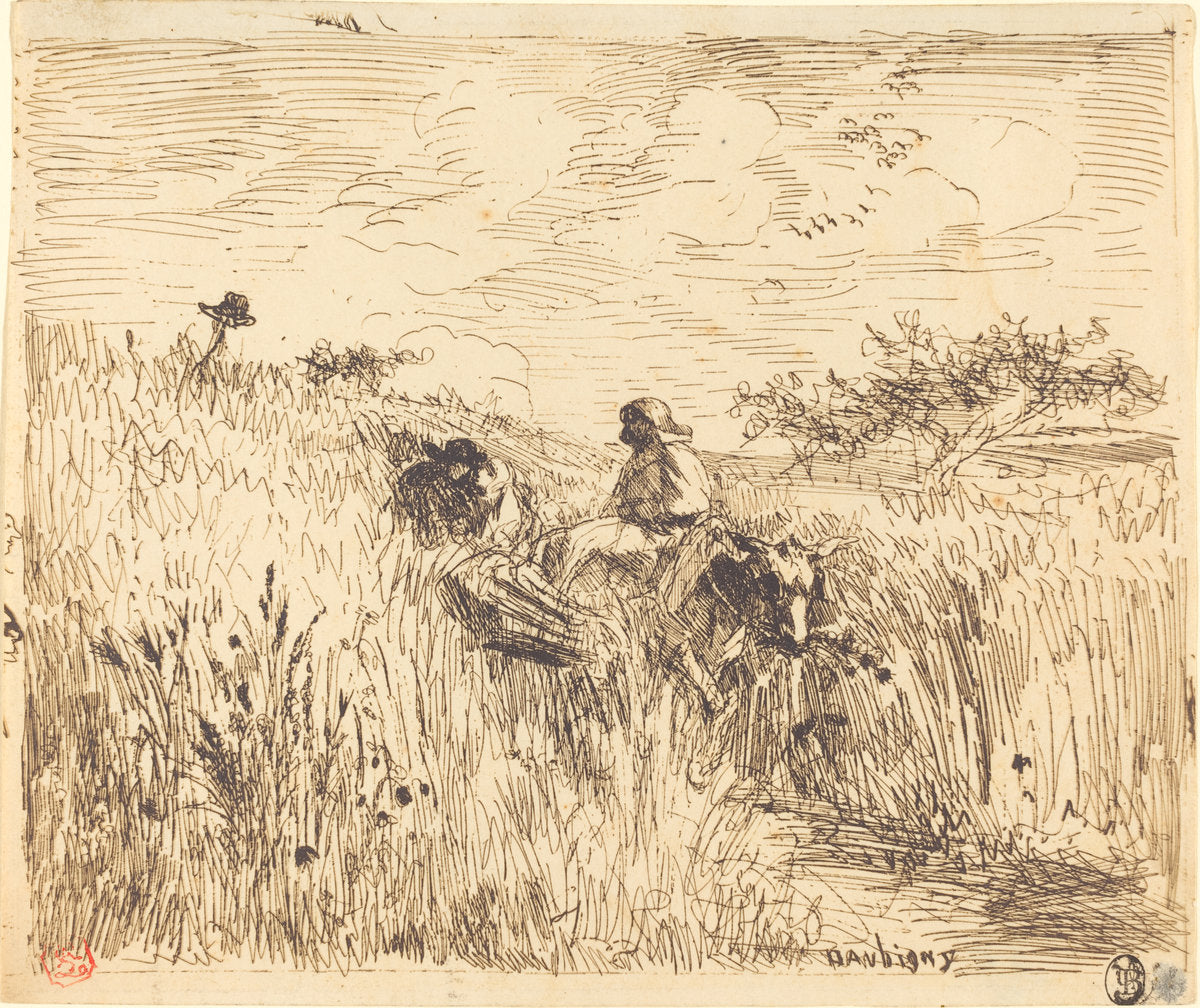 Path through a Wheat Field (Sentier dans les bles) by Charles-François Daubigny (French, 1817 - 1878), 16X12"(A3)Poster Print