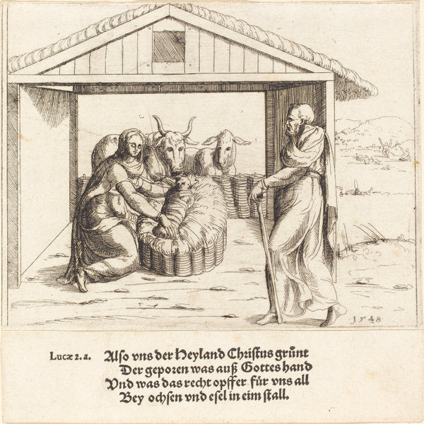 The Nativity by Augustin Hirschvogel (German, 1503 - 1553), 16X12"(A3)Poster Print