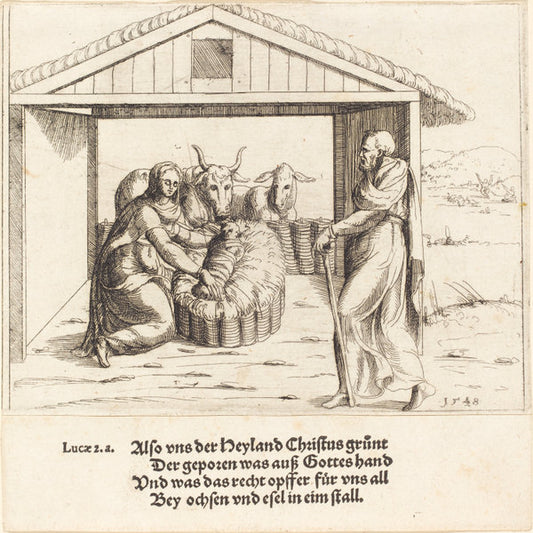 The Nativity by Augustin Hirschvogel (German, 1503 - 1553), 16X12"(A3)Poster Print
