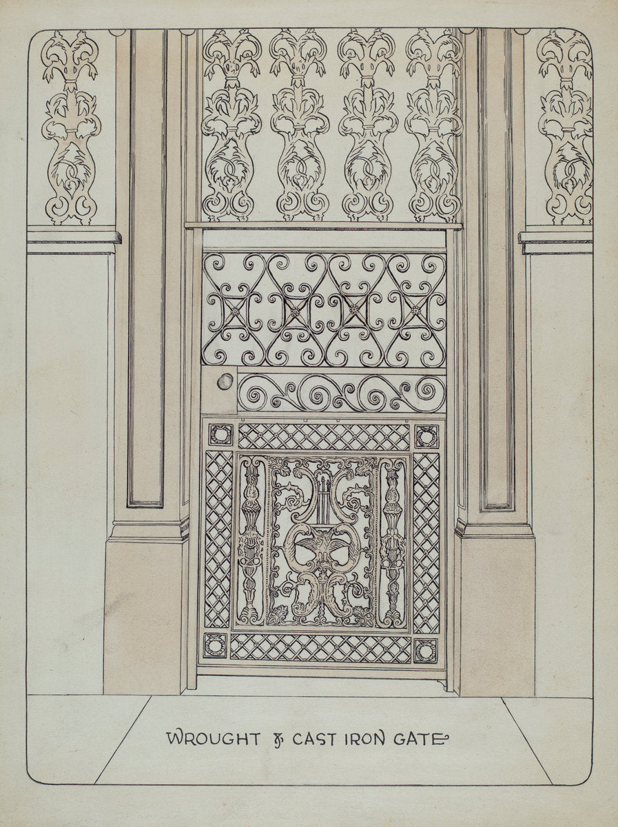 Cast Iron Gate by Ray Price (American, active c. 1935), 16X12"(A3)Poster Print
