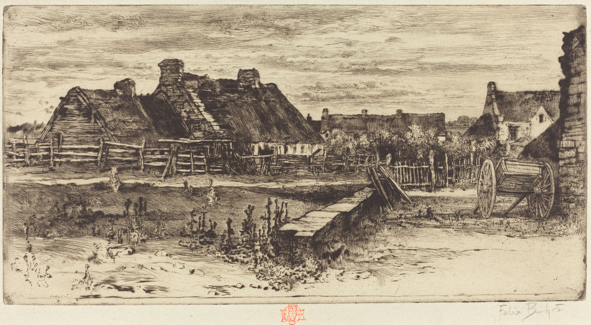 Les Grandes Chaumières by Félix-Hilaire Buhot (French, 1847 - 1898), 16X12"(A3)Poster Print