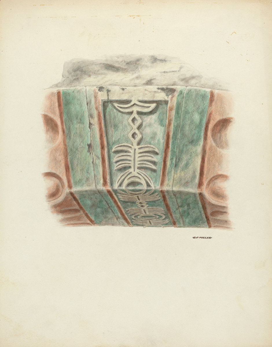 Carved and Painted Keystone by Randolph F. Miller (American, active c. 1935), 16X12"(A3)Poster Print