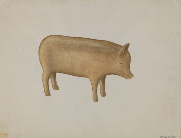 Wooden Pig by Wilbur M Rice (American, active c. 1935), 16X12"(A3)Poster Print