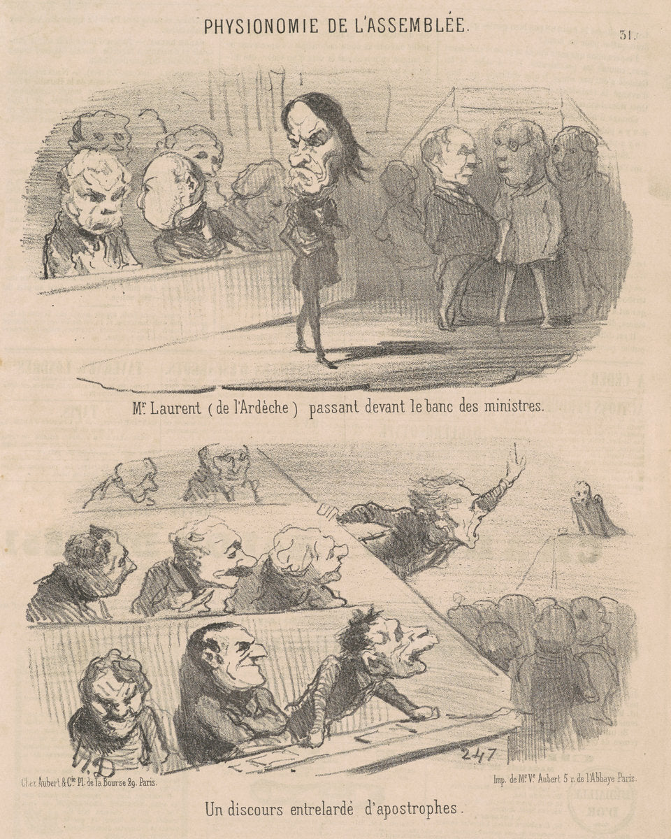 M. Laurent (de l'ardèche) Passant ... by Honoré Daumier (French, 1808 - 1879), 16X12"(A3)Poster Print