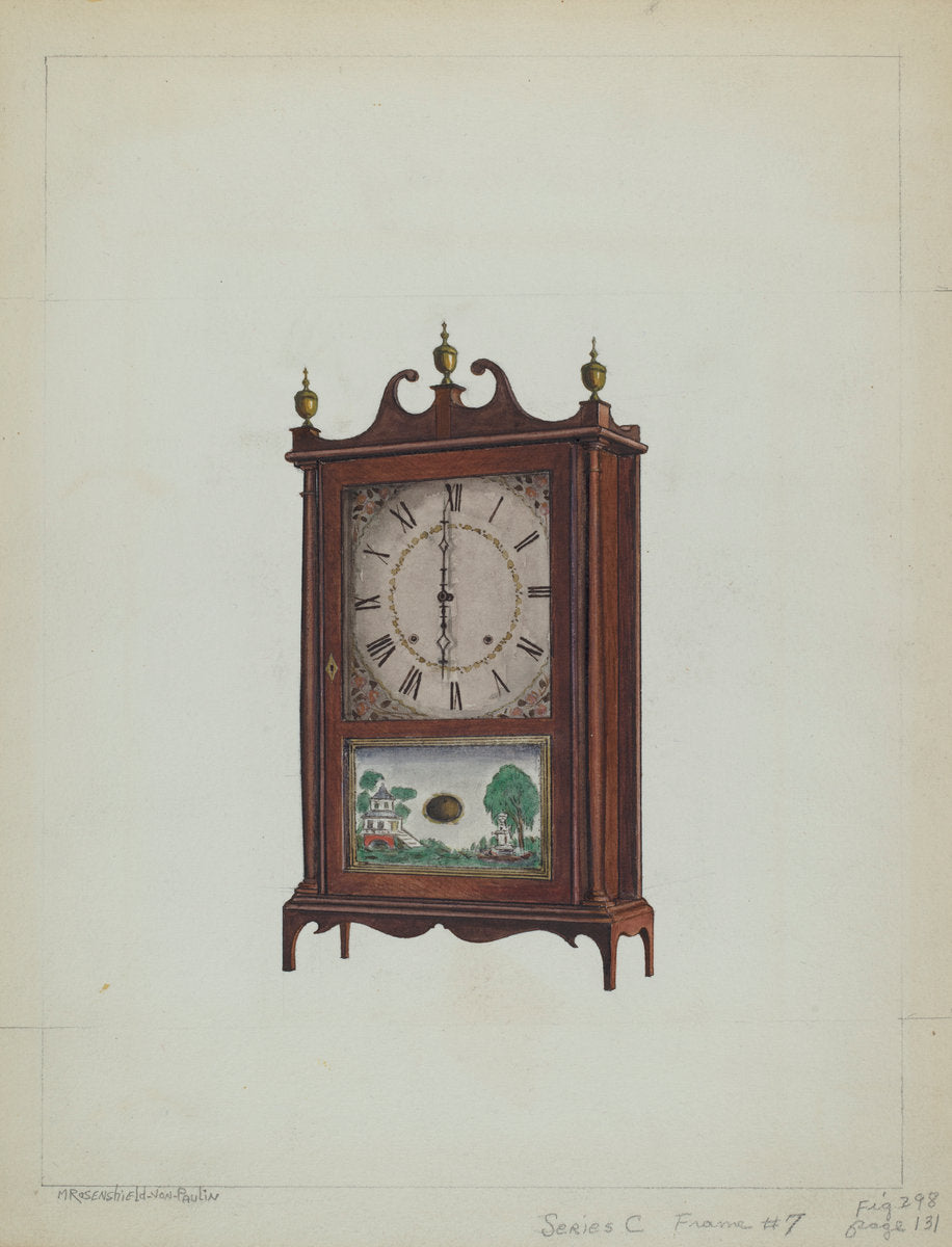 Shelf Clock by M. Rosenshield-von-Paulin (American, active c. 1935), 16X12"(A3)Poster Print